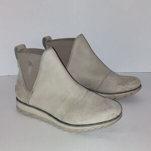 Sorel Ankle Boots Harlow Chelsea Ash Brown Tan Waterproof Suede Leather Size 6.5